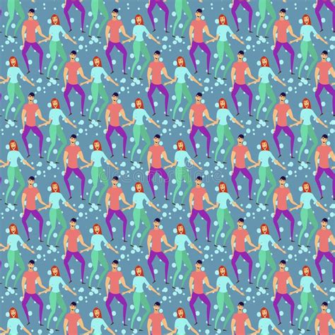 Seamless Pattern With Lovers B Cartoons Characters And Girl Stock