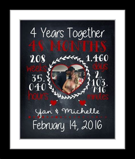 Following this significant occasion, anniversary celebrations each year commemorate the continuation of each person's love for the other. Custom anniversary gift for her 4th year fourth year ...