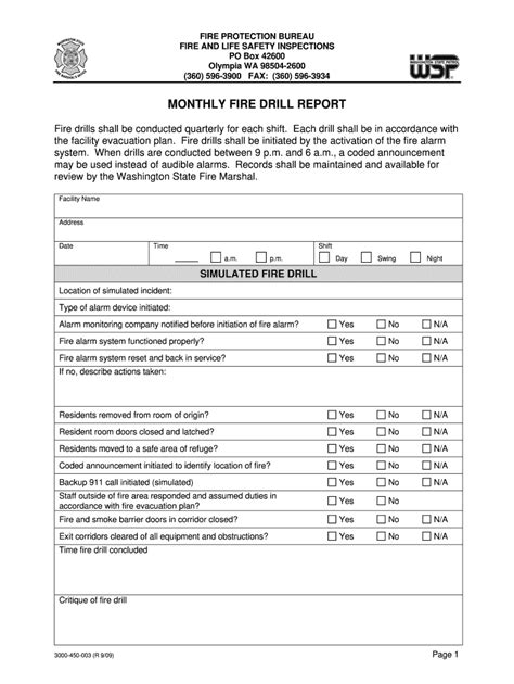 Fire Drill Report Fill Online Printable Fillable Blank Pdffiller