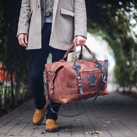 Leather Duffle Bag Mens Leather Weekender Bag Personalized Etsy