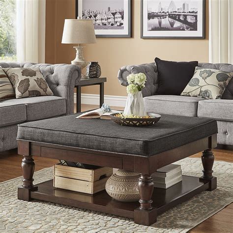 Homevance Tufted Upholstered Coffee Table Dark Grey Coffee Table