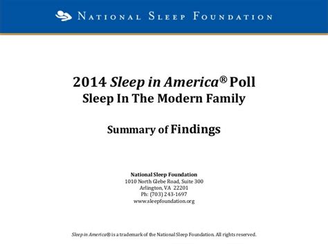 2014 Nsf Sleep In America Poll Summary Of Findings Final Updated 3