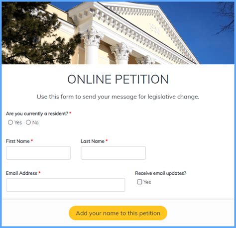 Online Petition Template Formsite