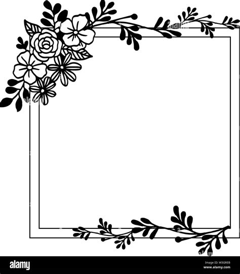 Flower Border Black And White A4 Size