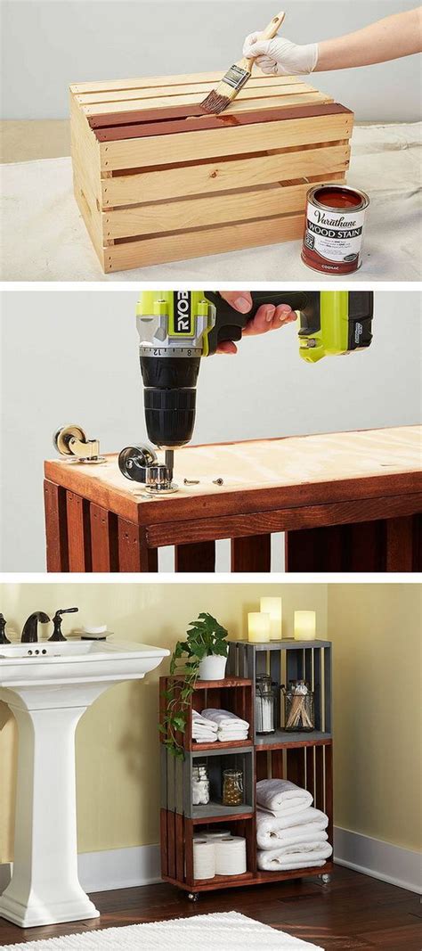 You could literally keep your phone on the lowest shelf at night. FabulousFarmhouse Wood Crate DIY Projects - The Cottage Market