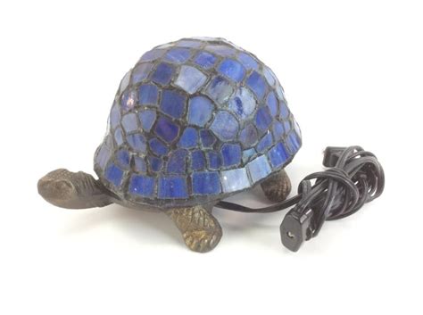 Clear crystal glass accent lamp. Vintage Tiffany Style Turtle Night Lamp