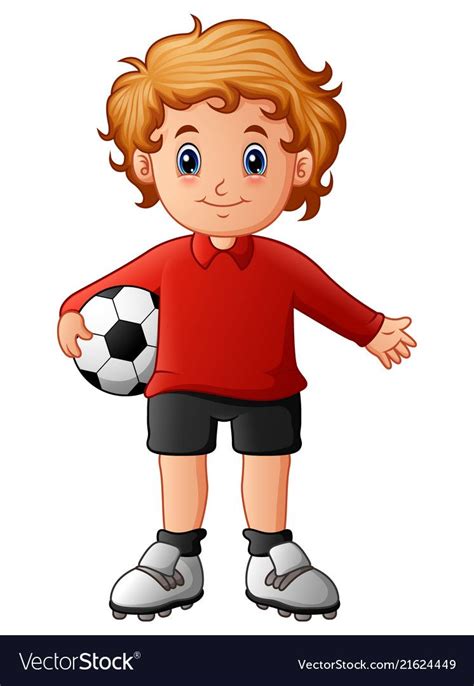 Cartoon Boy Holding Soccer Ball Royalty Free Vector Image Storybook