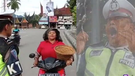 Tilang Sang Ibu Yang Tak Pakai Helm Polisi Ini Dikutuk Jadi Batu Videonya Bikin Ngakak