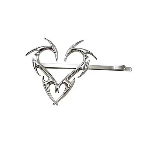 Metal Love Heart Hairpins Side Clip Geometric Unique Design Silver