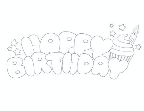 Printable Bubble Letter Happy Birthday Coloring Page Happy Birthday