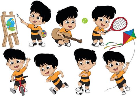 Ich spiele fußball du spielst fußball er/sie/es spielt fußball wir spielen fußball ihr spielt fußball sie spielen fußball. Satz Von Kind Aktivität Kid Ein Bild Zu Malen Gitarre ...