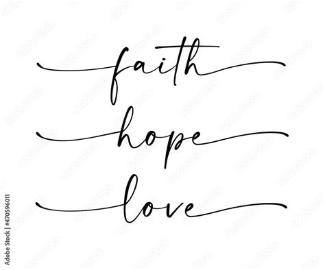 Faith Hope Love Bible Religious Calligraphy Quote Lettering