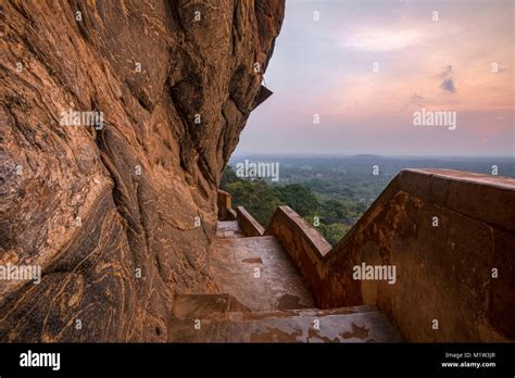 Lion Rock Sigiriya Matale Central Province Sri Lanka Asia Stock