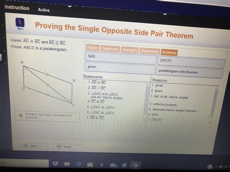 Proving The Single Opposite Side Pair Theorem