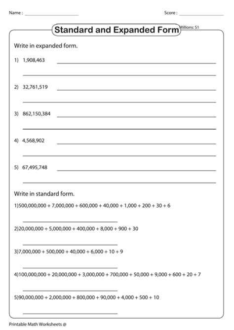 10 Expanded Form Worksheets With Answers