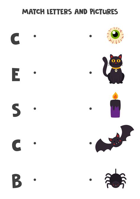 Match Halloween Elements And Letters Educational Logical Game For Kids