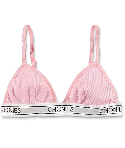 Chonies Light Pink Ribbed Triangle Bralette