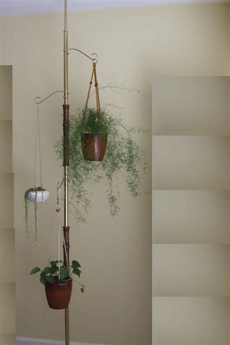 Vintage Tension Pole Hanging Plant Stand