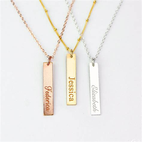 engraved vertical bar pendant necklace danique jewelry