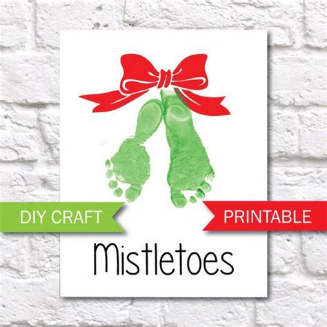 Mistletoes Footprint Printable Template Christmas Footprint Art Etsy