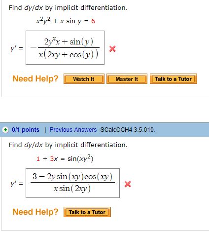 Solved Find Dy Dx By Implicit Differentiation Y X Sin Y Chegg Com