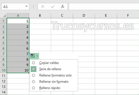 Cómo enumerar en Excel 01 02 03 Recursos Excel
