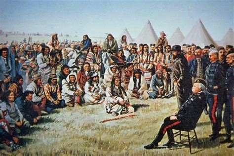Chief Poundmaker Surrenders To General Middleton During The North West Rebellion Of 1885