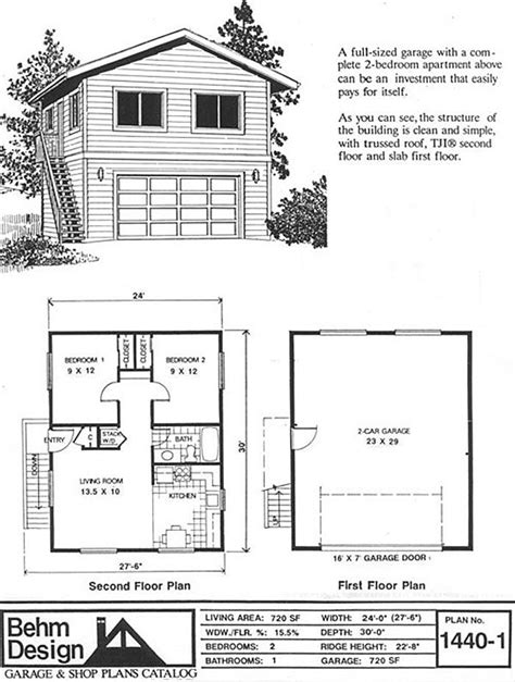 Oversized 2 Car Garage Plan With Two Story 1440 1 24 X 30 By Behm