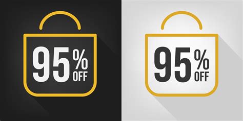 95 Off Black White And Yellow Banner With Ninety Five Percent