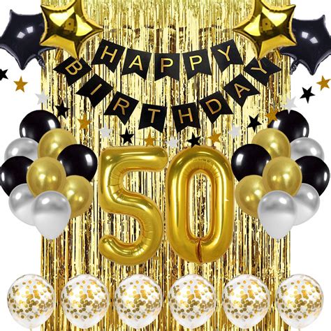 Buy Black And Gold Th Birthday Decorations Banner Balloon Happy Birthday Banner Th Gold