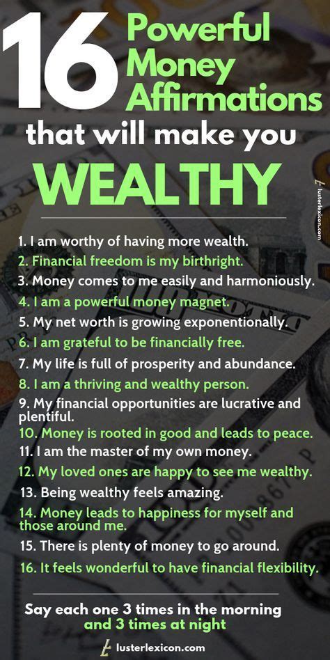 And 17 vital keys to creating wealth while. 16 Powerful Money Affirmations that will Make You Wealthy - Luster Lexicon | Money affirmations ...