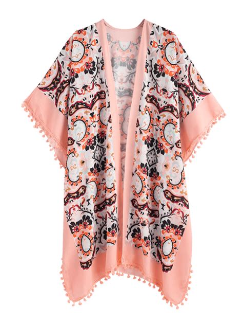 Pom Pom Graphic Kimono Cover Up Multi One Size Latest Fashion For