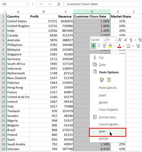 How To Hide And Unhide The Columns In Excel Infoupdate Org
