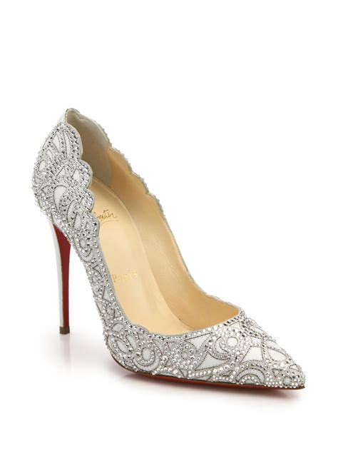Lyst Christian Louboutin Top Vague Crystal Leather Pumps In Metallic