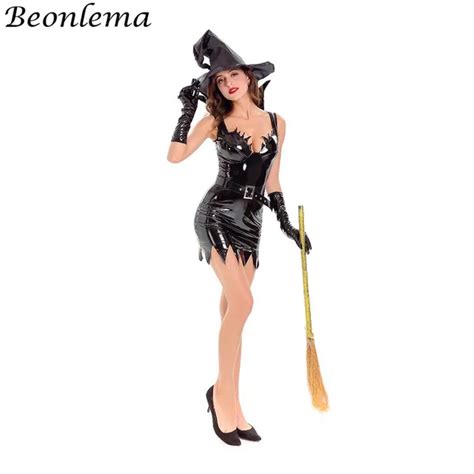 beonlema witch cosplay sexy pvc costume erotic adult role playing deep v wetlook fetish dress