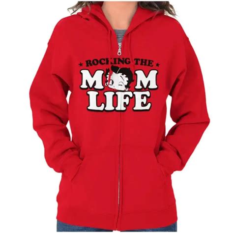 Betty Boop Cute Cartoon Rocking The Mom Life Womens Zip Hooded