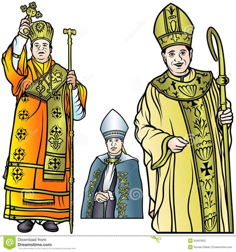 La iglesia católica, la iglesia ortodoxa. Obispo Set ilustración del vector. Ilustración de ...