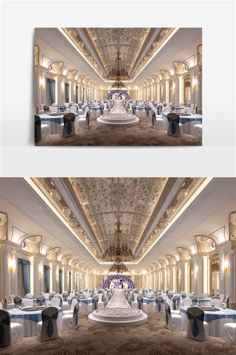 European Style Luxury Hotel Banquet Hall Design 3d Model Renderings
