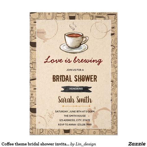 Coffee Theme Bridal Shower Invitation Zazzle Coffee Bridal Shower