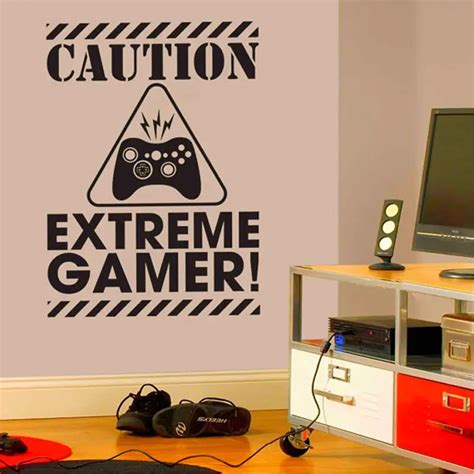 Caution Extreme Gamer Wall Art Stickers Decals Vinyl Home Decor Room