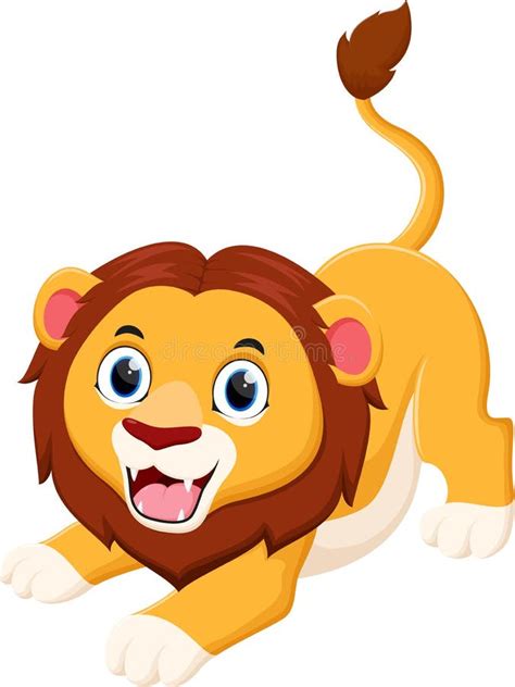 Cute Lion Cartoon Isolated On White Background Stock Vector