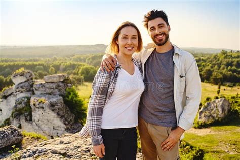 Beautiful Couple During Summer Hike Stock Image Image Of Adventure