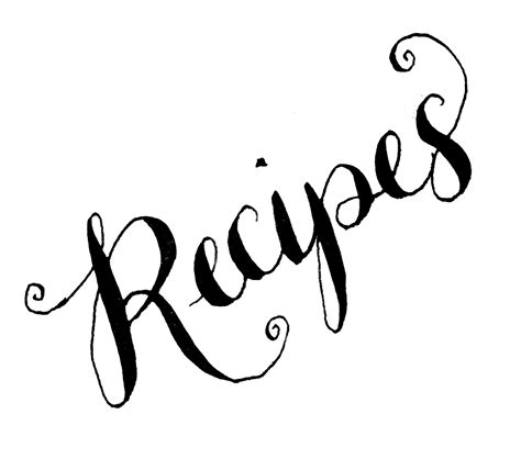 Recipes Word Clipart Calligraphy By Claire Sledge Clip Art Cream