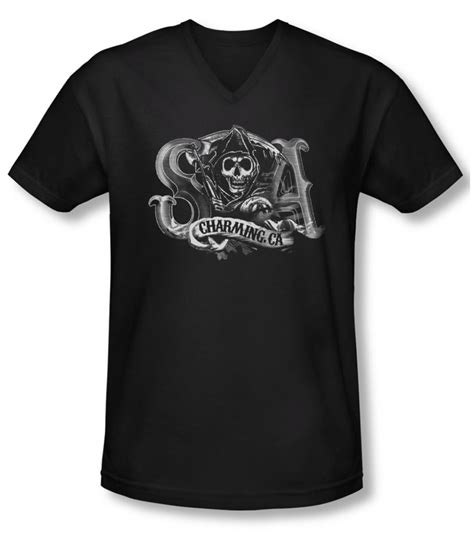 Sons Of Anarchy Shirt Slim Fit V Neck Charming Ca Black Tee T Shirt