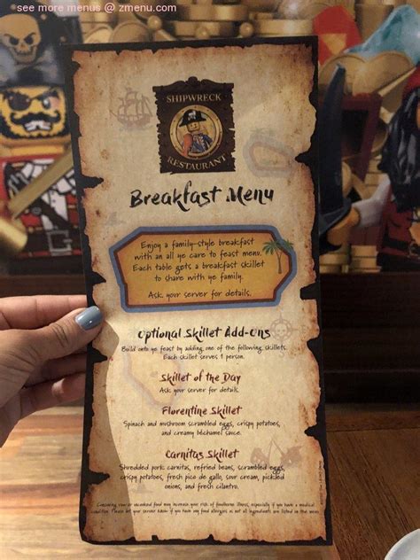 Online Menu Of Legoland Shipwreck Restaurant Restaurant Winter Haven