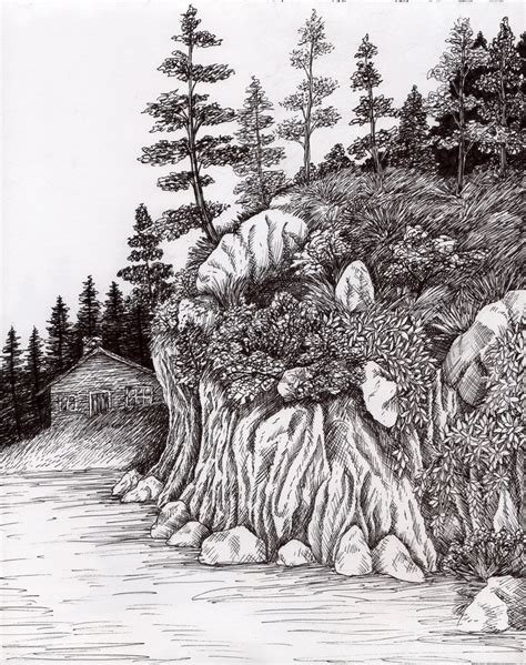 Pen And Ink Landscape 1 By Firekat On Deviantart