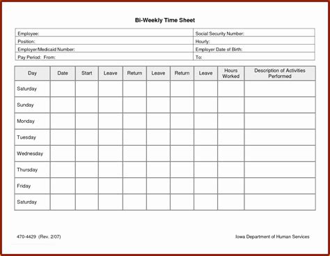 Free Excel Biweekly Timesheet Template Of Weekly Timesheet Template