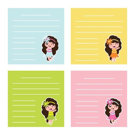 Premium Vector Cute Colorful Aloha Girl Vector Cartoon For Kid Memo Paper