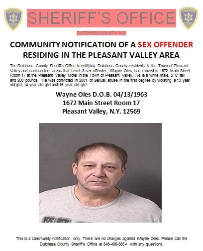 Community Notification Of A Sex Offender Residing In The Pleasant Valley Area The Harlem