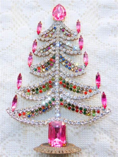 Vintage Czech Crystal And Rhinestone Christmas Trees